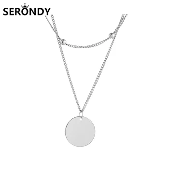 

Alloy Simplicity Wafer Sweater Chains Necklace Jewelry Collares Friends Girl Novel Accessories Aesthetics Suspension XL10209