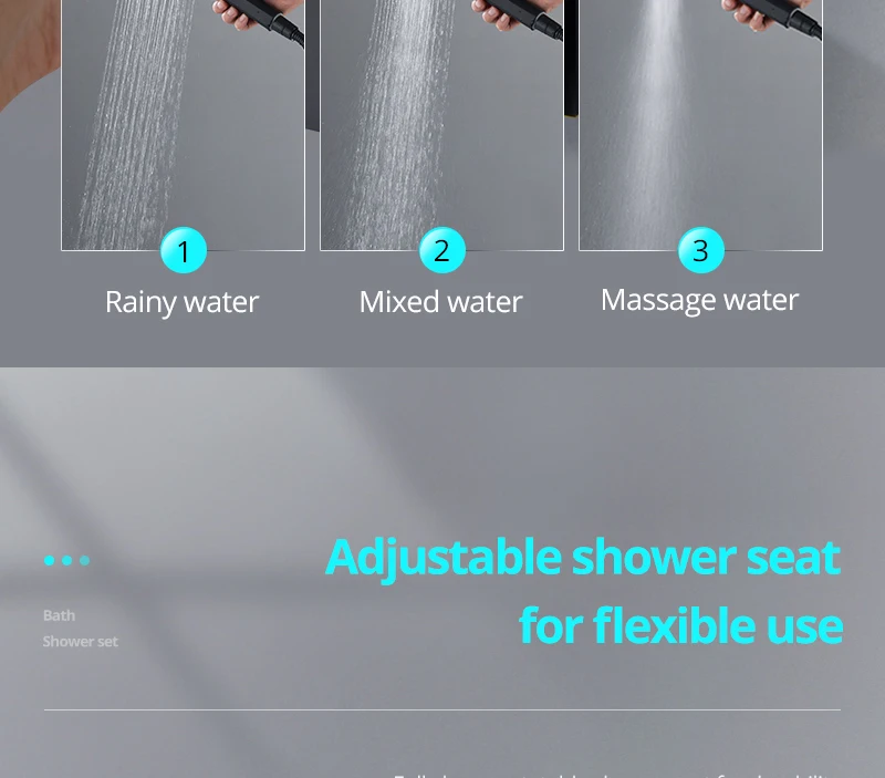 hm Black Thermostat 16 inch Shower System Button Shower Faucets Three Way Out of the Water Brass Large Shower Set  (19)