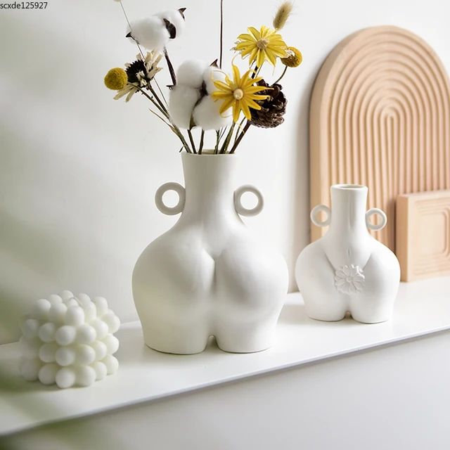 Gør alt med min kraft Strengt Fjerde French Body Art Ceramic Butt Vase Flower Arrangement Dried Flower  Countertop Decoration Abstract Naked Butt Vase Home Decoration - Vases -  AliExpress