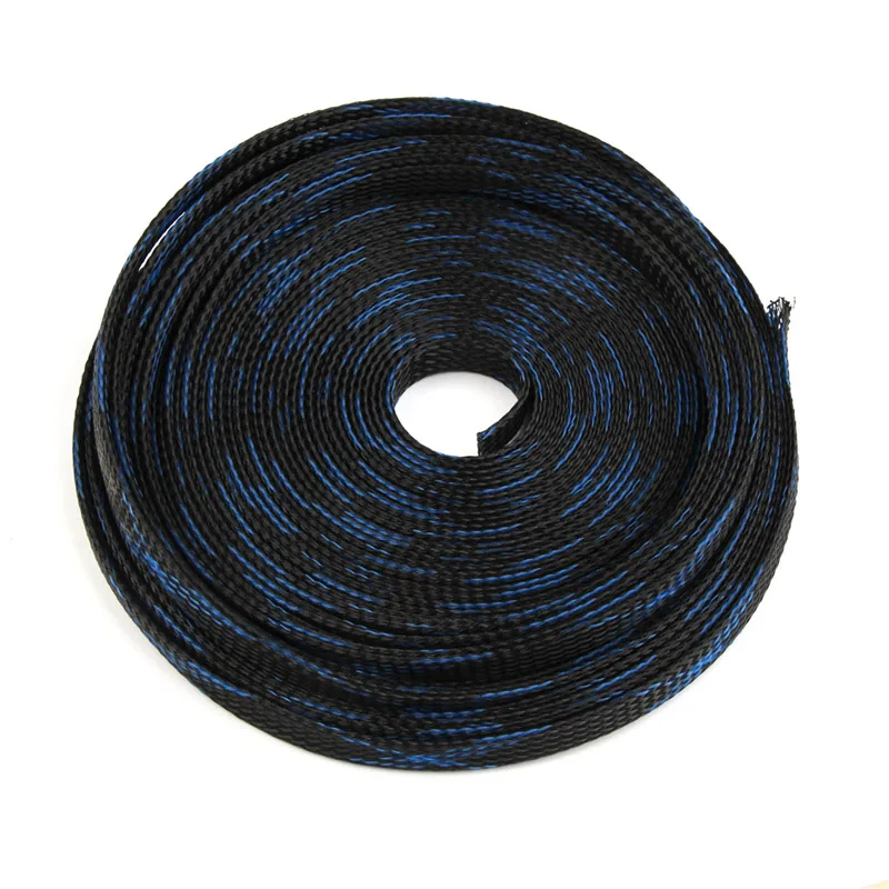 5 цветов 10 м кабельная втулка защита провода ПЭТ нейлон расширяемый плетеный кабель Sleeveing 8 мм защита провода сальника - Цвет: Black Blue