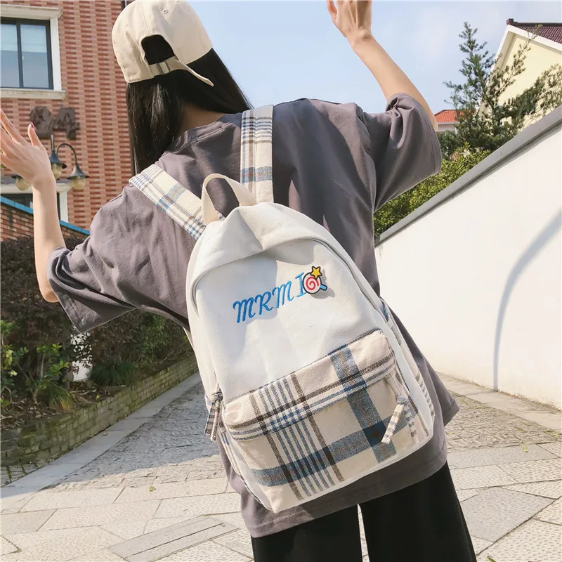 

School Bag Women's College Student Backpack INS Wind BF Korean-style High School Vintage Sense GIRL'S Campus Versatile Simple Ca