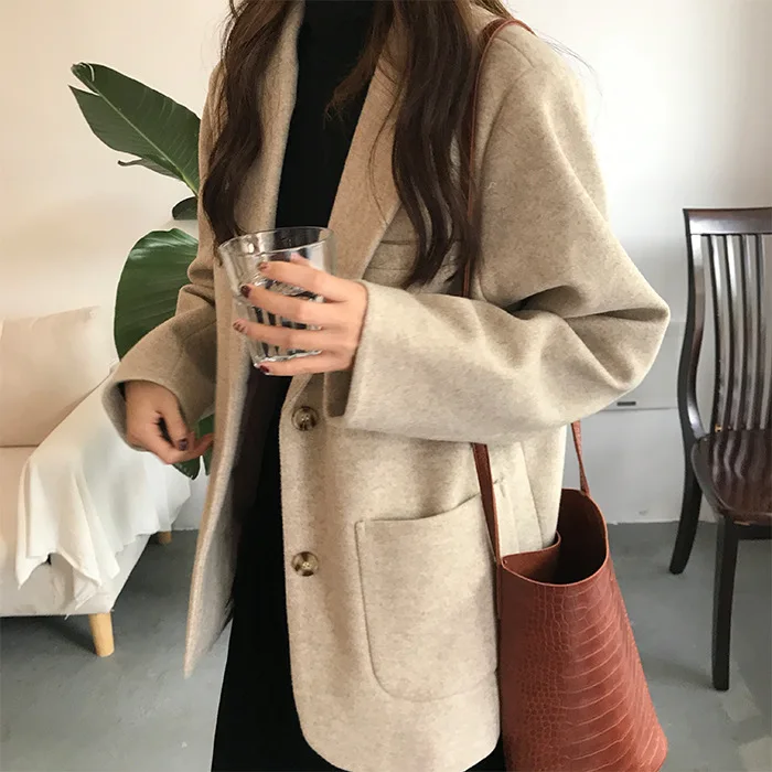 

Photo Shoot 2019 WOMEN'S Dress Autumn Korean-style CHIC Frigidity Padded Woolen Cloth Suit Jacket Women's