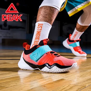 

PEAK Men Basketball Shoes Cushion Contrast Color Low-Top Breathable Sneakers Wearable Non-slip Sport Shoes