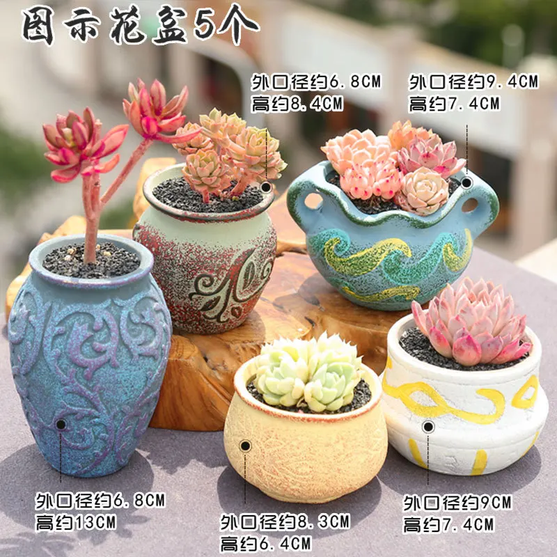

Succulent Flower Pot Ceramic Creative Retro Personality Plant Stoneware Indoor Small Flower Pot Large Caliber Home Office Bonsai