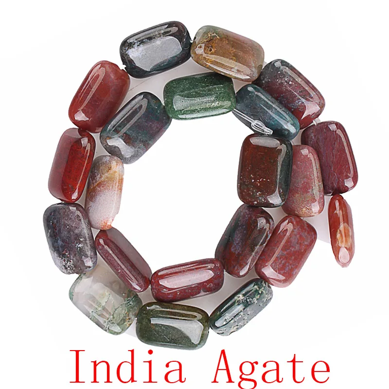 India Agate Натуральная Прямоугольная форма камня свободные бусины 13X18 мм DIY ручной работы разделитель бусины браслеты ожерелье для женские украшения изготовление - Цвет: India Agate