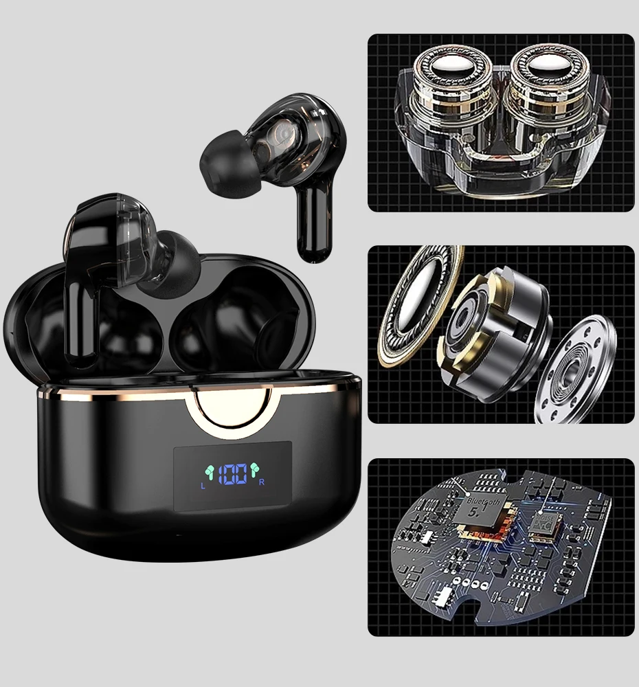 هندزفری دابل درایو وایرلس نویز کنسل ضد آب TiYiViRi Bluetooth Earbuds Double Drive 12 H6c63128af299449a8d2510b9f0dc80d9N