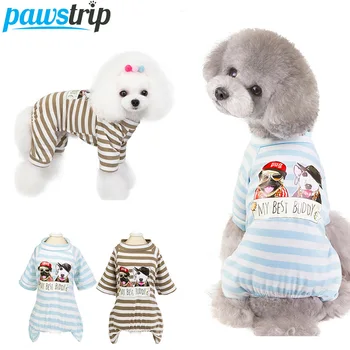 

pawstrip Pet Dog Jumpsuit Clothing Puppy Coat Small Dog Clothes Summer Pet Apperal Striped Cust Small Dog Pajamas For Dogs