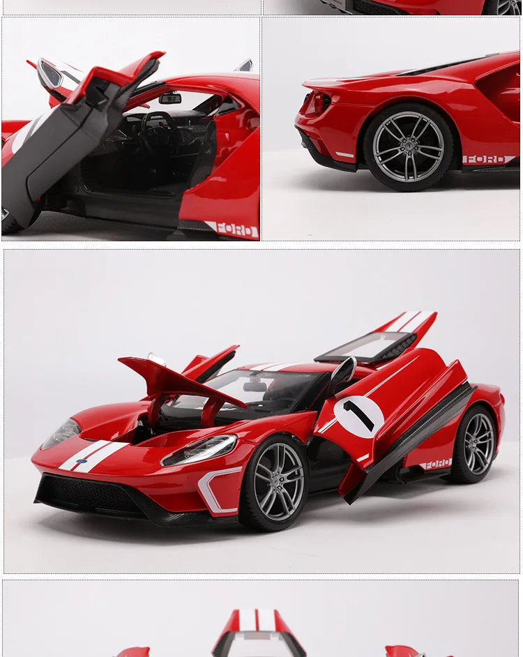 1:18 Высокая литая модель машины Модель Ford GT Модель машины из сплава Модель автомобиля для детей Подарки