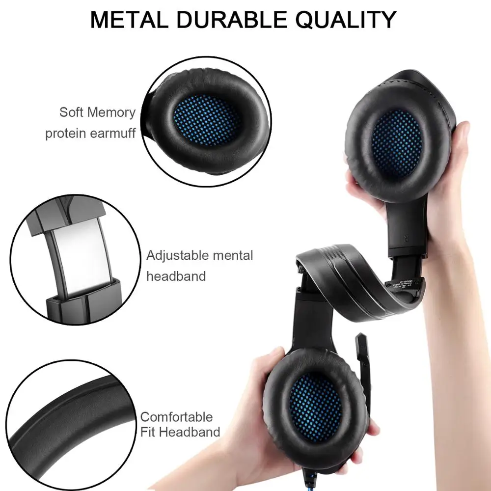 LED Gaming Headset for PS4 PC Xbox One Stereo Sound Noise Cancelling Bass Wired Gamer Headphones fo