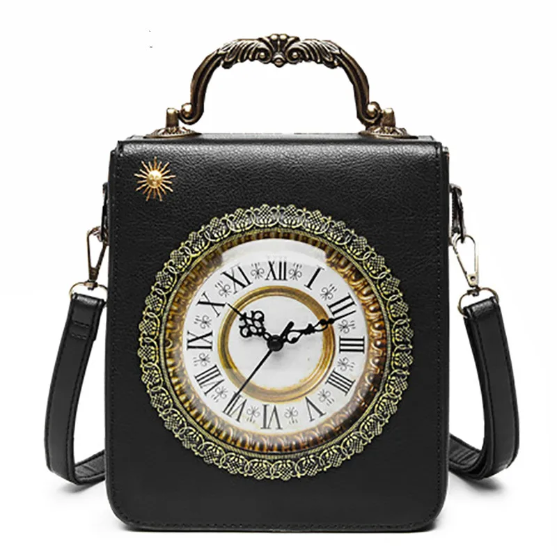 

Creative Alarm Clock Package Handbag Women Simulation Retro Watch Fashion Women's Shoulder Bag Handbags Dropship Steampunk Bags