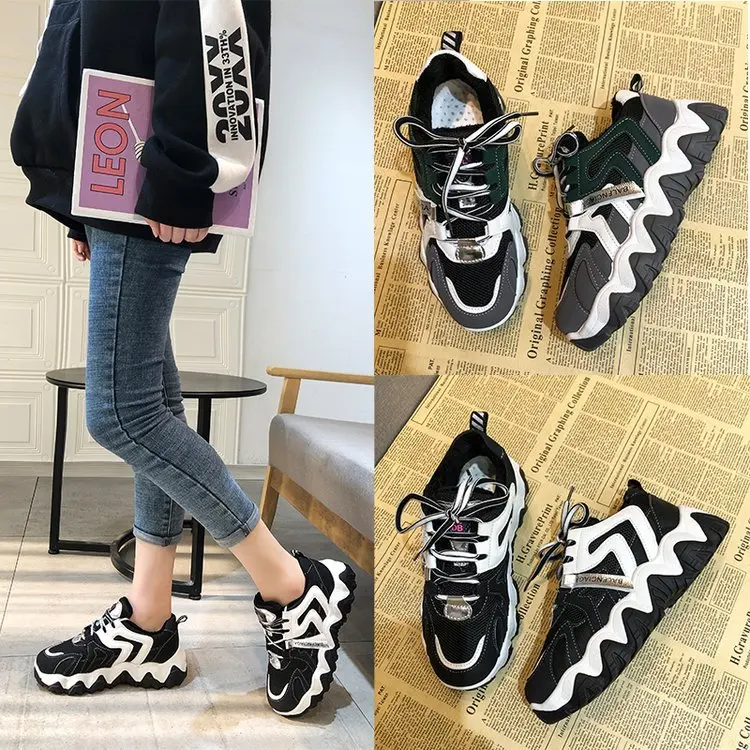 

Dad Shoes Women's Korean-style Cotton-padded Shoes with Velvet 2019 Autumn And Winter INS Fashion Versatile Ultra-Fire Red Thick
