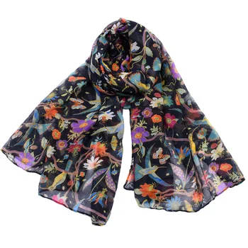 

Brand New Chiffon Scarf Women Spring Summer Silk Scarves Thin Flower Shawls And Wraps Foulard Print Hijab Stoles Wholesale