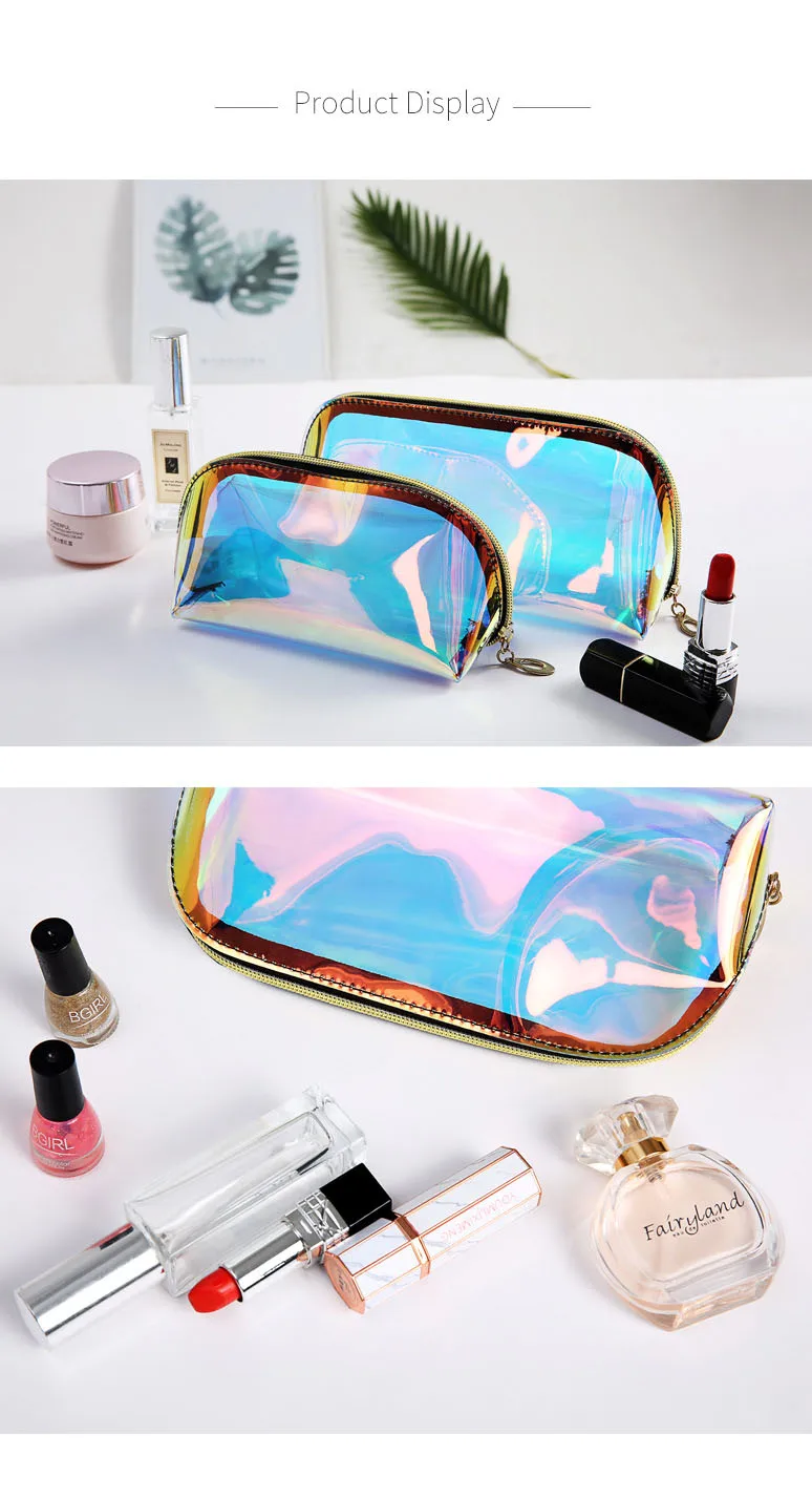 Fashion Laser Dream Colorful Holographic Beauty Organizer Pouch Clear Iridescent Clutch Makeup TPU Cosmetic Bag