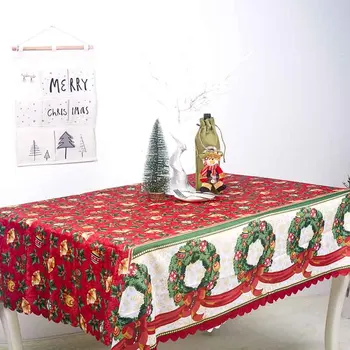 

Europe Xmas Christmas Table Cloth Polyester New Year Gift Series Dustproof pvc Table Cover Rectangular Wedding Tablecloth