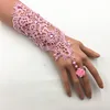 1PC Lace Pearl Rhinestones Bridal Gloves Bracelet Wedding Glove White Black Pink Bride Party Prom Jewelry Ring Wristband Glove ► Photo 2/6