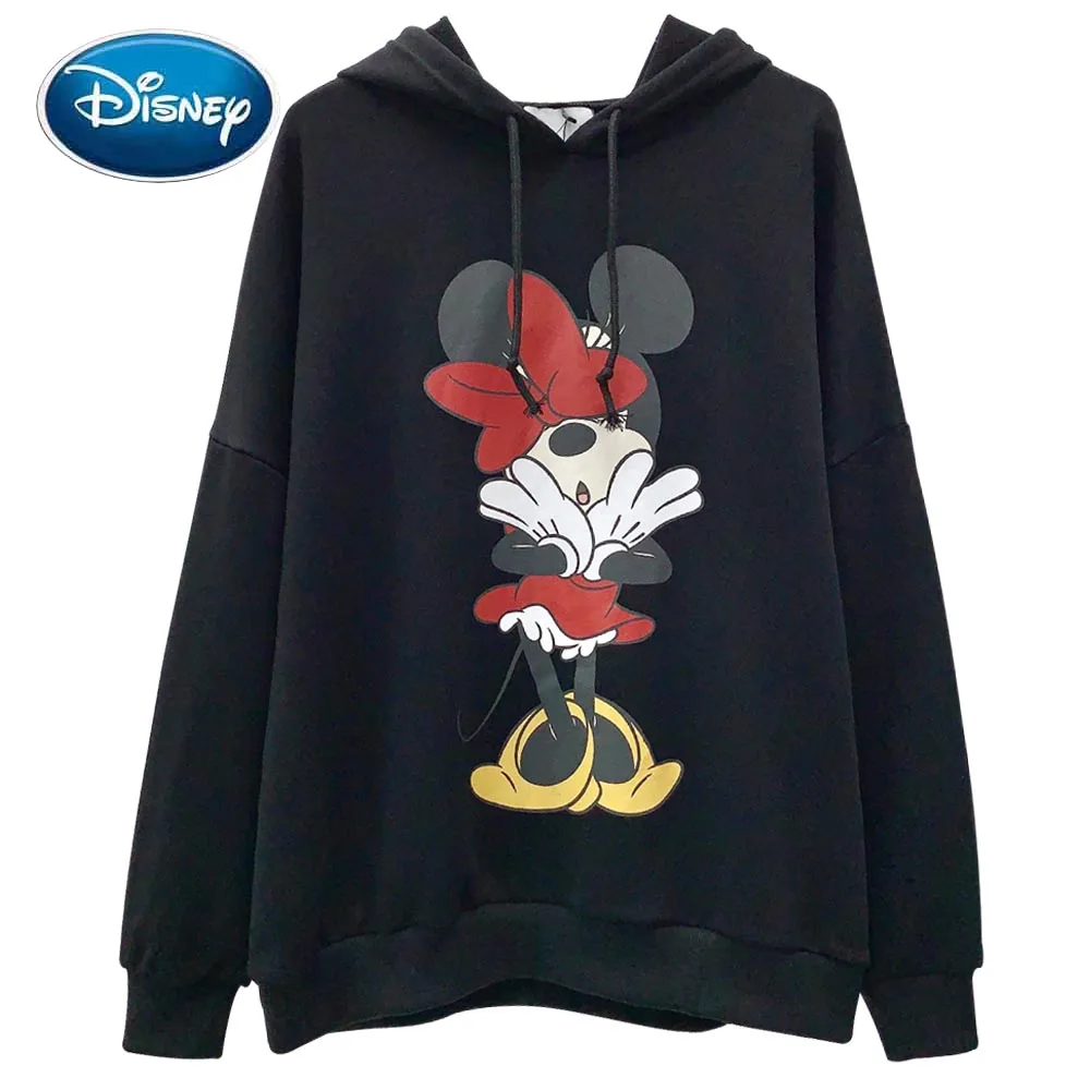 

Disney Chic Fashion Minnie Mouse Cartoon Print Hoodie Pullover Streetwear Loose Sweet Women Sweatshirt Jumper Long Sleeve Tops