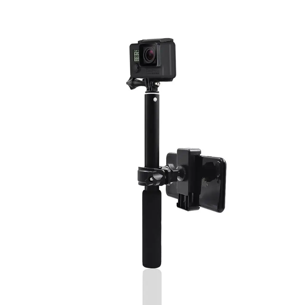 Telescoping Selfie Stick For DJI OSMO Sports Action Camera Cam And Cell Phone Holder Bike Handlebar Mount Selfie Stick