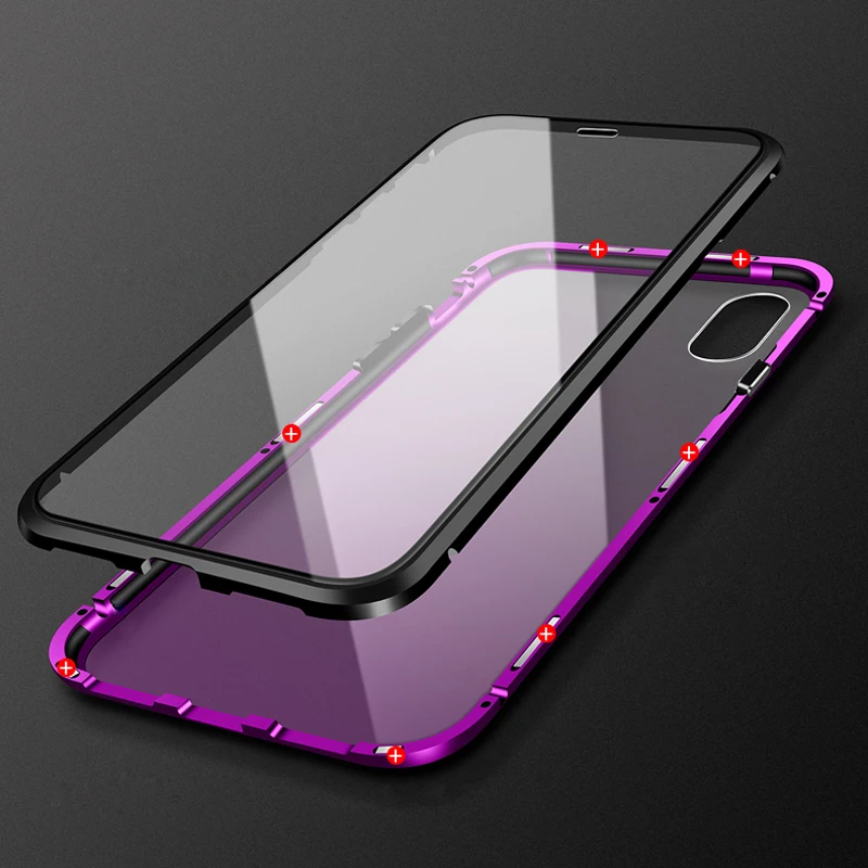 

Luxury Full Body 360 Protect i ve Magnetic Case For Apple iPhoneX iPhone7 iPhone8 Plus Case Glass Cover For iPhone XS Max X 7 8
