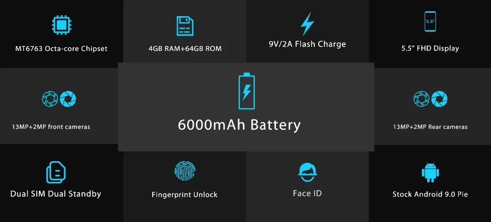 Oukitel K3 Pro 5,5 дюймовый FHD экран мобильный телефон 4 Гб 64 Гб MT6763 Восьмиядерный Аккумулятор 6000 мАч 13 МП+ 2 МП Двойная камера 4G LTE смартфон