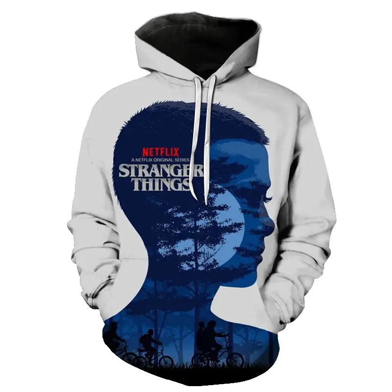 Stranger Thing s Новая мода 3D печатная белая мужская толстовка с капюшоном модная графическая Толстовка Повседневный Уличная пуловер хип хоп толстовки уличная одежда Stranger Thing
