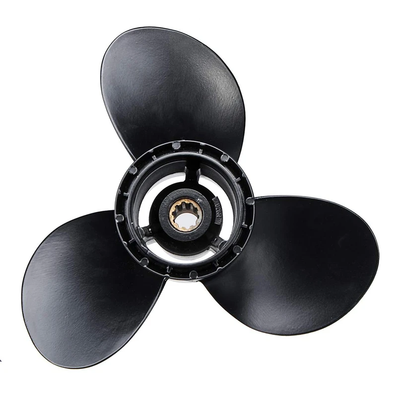 

58100-96440-019 10 1/4 X 13 Inch Boat Outboard Propeller Aluminum For Suzuki 20-30Hp 3 Blades 10 Spline Tooths Black R Rotatio