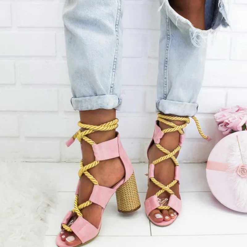 Sandalias mujer; коллекция года; Летние эспадрильи; женские босоножки; сандалии-гладиаторы на каблуке с открытым носком; Босоножки на платформе со шнуровкой из пеньки