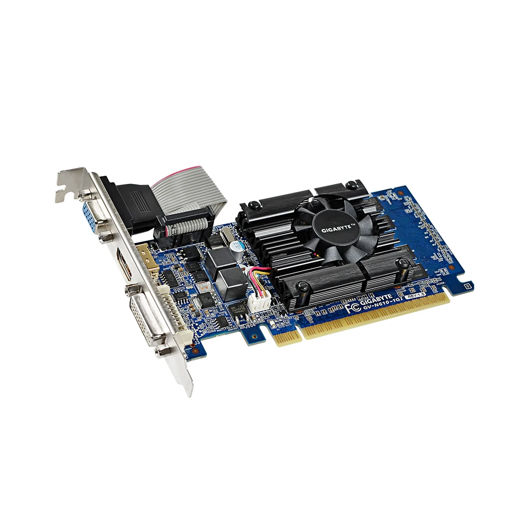 Видеокарты Gigabyte GV N610 1GI 64 bit GT 610 1GB DDR3 HDMI DVI VGA для Nvidia Geforce GT610 оригинальная б/у