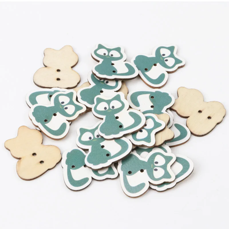 

Mix Cartoon Cat Wooden Buttons Botones Handmade Accessories Decoration Sewing Scrapbooking Crafts DIY 30x26mm 20pcs