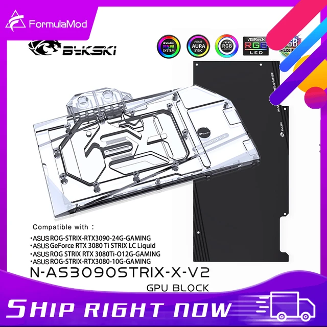 Bykski 3090 3080 gpu水冷ブロック (asus rtx3080 3090 strix用)  、グラフィックカード液体冷却システム、N-AS3090STRIX-X-V2