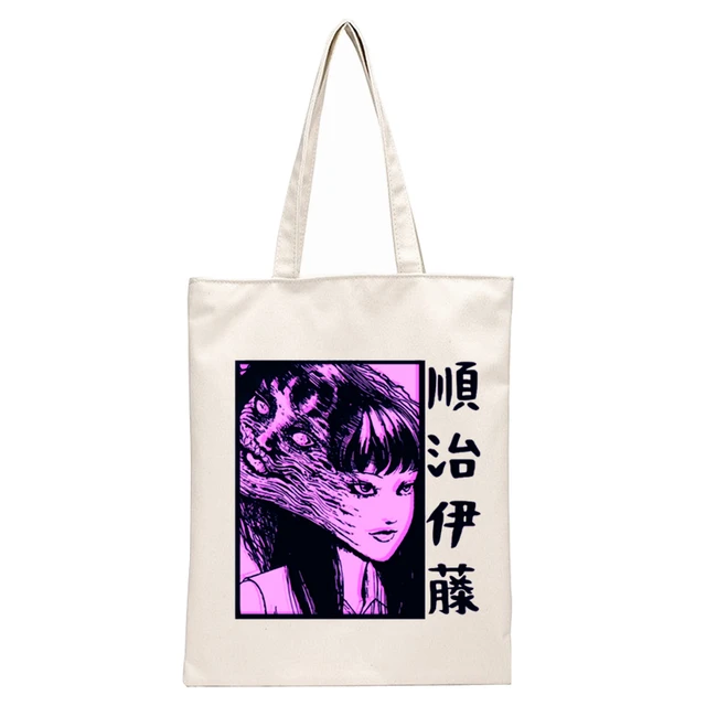 Japan Manga Junji Ito Tomie Shintaro Kago Graphic Hipster Cartoon Print Shopping Bags Girls Fashion Casual Pacakge Hand Bag N2056R