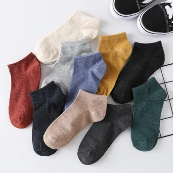 

High Quality Men Ankle Cotton Socks 5 Pairs Breathable Casual Summer Socks Pack 10 Pairs Solid Color Boat Socks Set For Men Soft