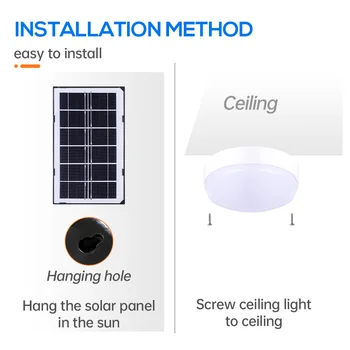 

LED solar ceiling light 18W with remote control timing light control lamp garden balcony garden street lamp 5M cable white light