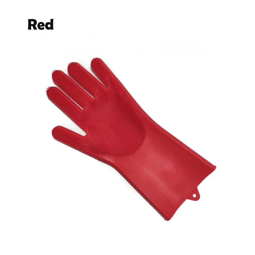 1 шт Силиконовые перчатки для мытья посуды с чистящей щеткой, перчатки для мытья кухонной посуды, перчатки для мытья посуды - Цвет: Red left