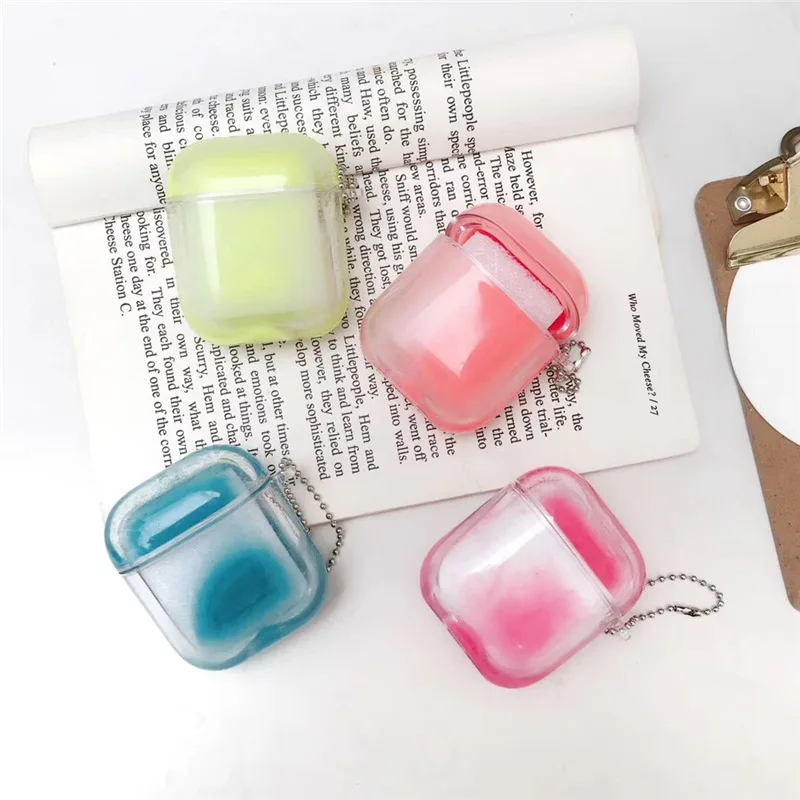 Светящийся чехол для наушников с неоновым песком AirPods 1 2 светится в темноте