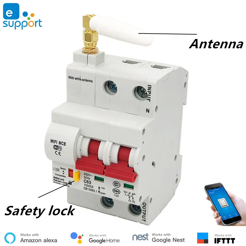 16A eWeLink WiFi умный выключатель автоматический переключатель защита от перегрузки короткого замыкания, работа с Amazon Alexa Google home