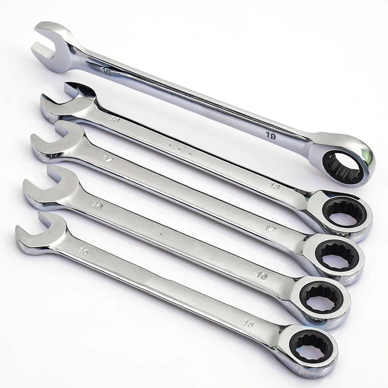 Flexible 6mm-32mm Double Head Ratchet Spanner Combination Wrench Set of Keys Skate Tool Gear Ring Wrench Repairing Tool