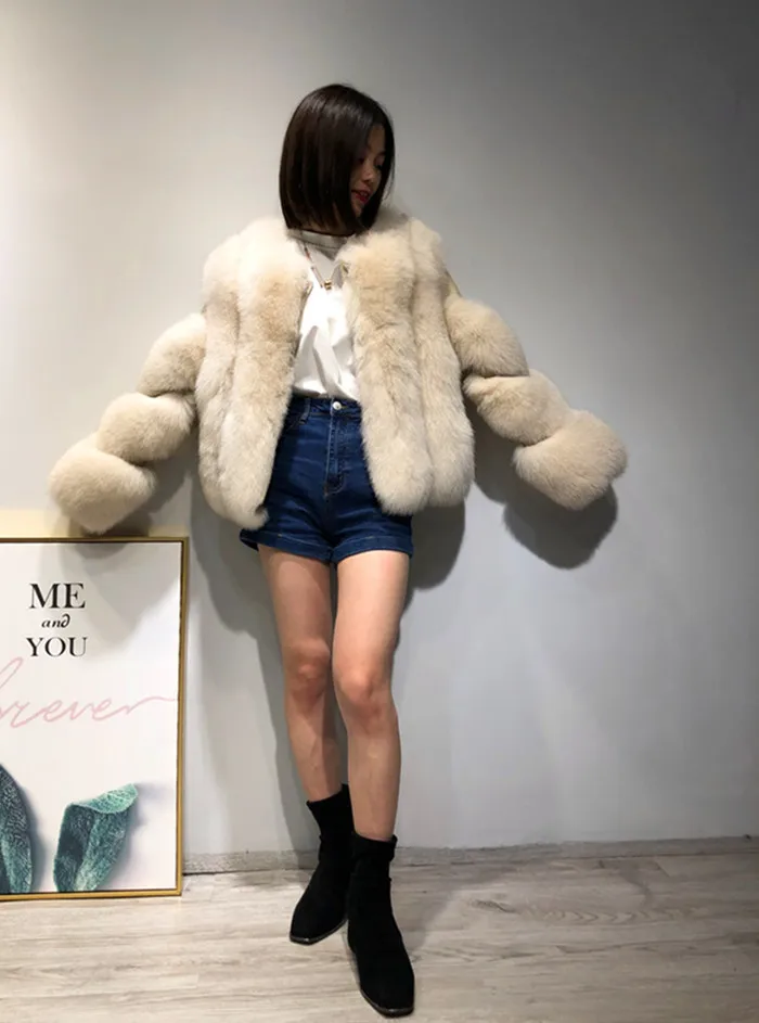 New Coming Thicken Temperament Natural Fur Coat Premium Trendy Outwear New Real Fox Fur Coat Fashion Luxury Warm Coat For Girls