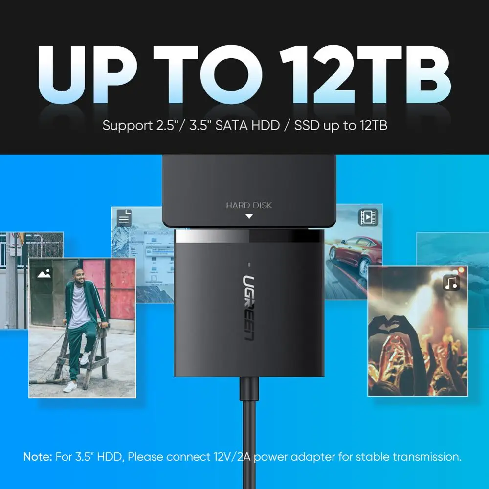 Ugreen Sata para Usb 3.0 Adaptador Cabo com Uasp Sata Iii para Conversor Usb para 2.5 3.5 Disco Rígido Disco Usb Sata Adaptador - Imagem 3