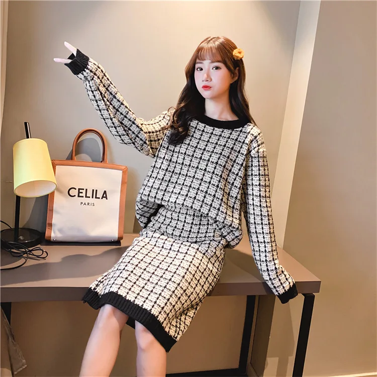 

2019 Autumn And Winter New Style Online Celebrity Celebrity Style Thousands of Birds Debutante Graceful Pullover Sweater Knitted