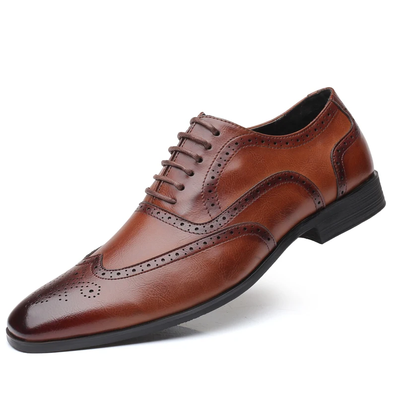 

2018 Fashion Man Formal Shoes High Quality Breathable PU Leather Personality Men Business Dress Loafers Oxford Wedding Shoes