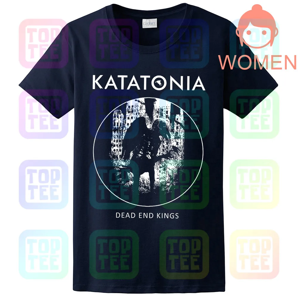 WOMEN-NAVY Кататония-тупые короли-прогрессивный рок,-Opeth, T_ рубашка-Размеры: от S до 7xl-показать название оригинала - Цвет: WOMEN-NAVY