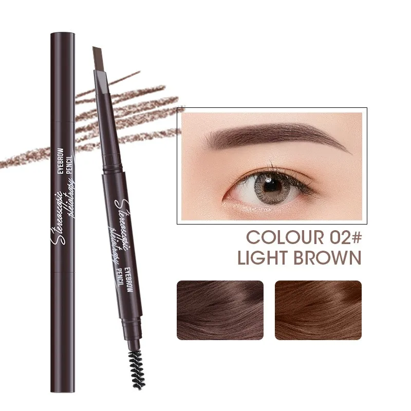 5 Colors 3D Double Head Eyebrow Pencil Waterproof Long-lasting Brow Tint Cosmetic Black Brown Triangle Eyebrow Pen Makeup Tools