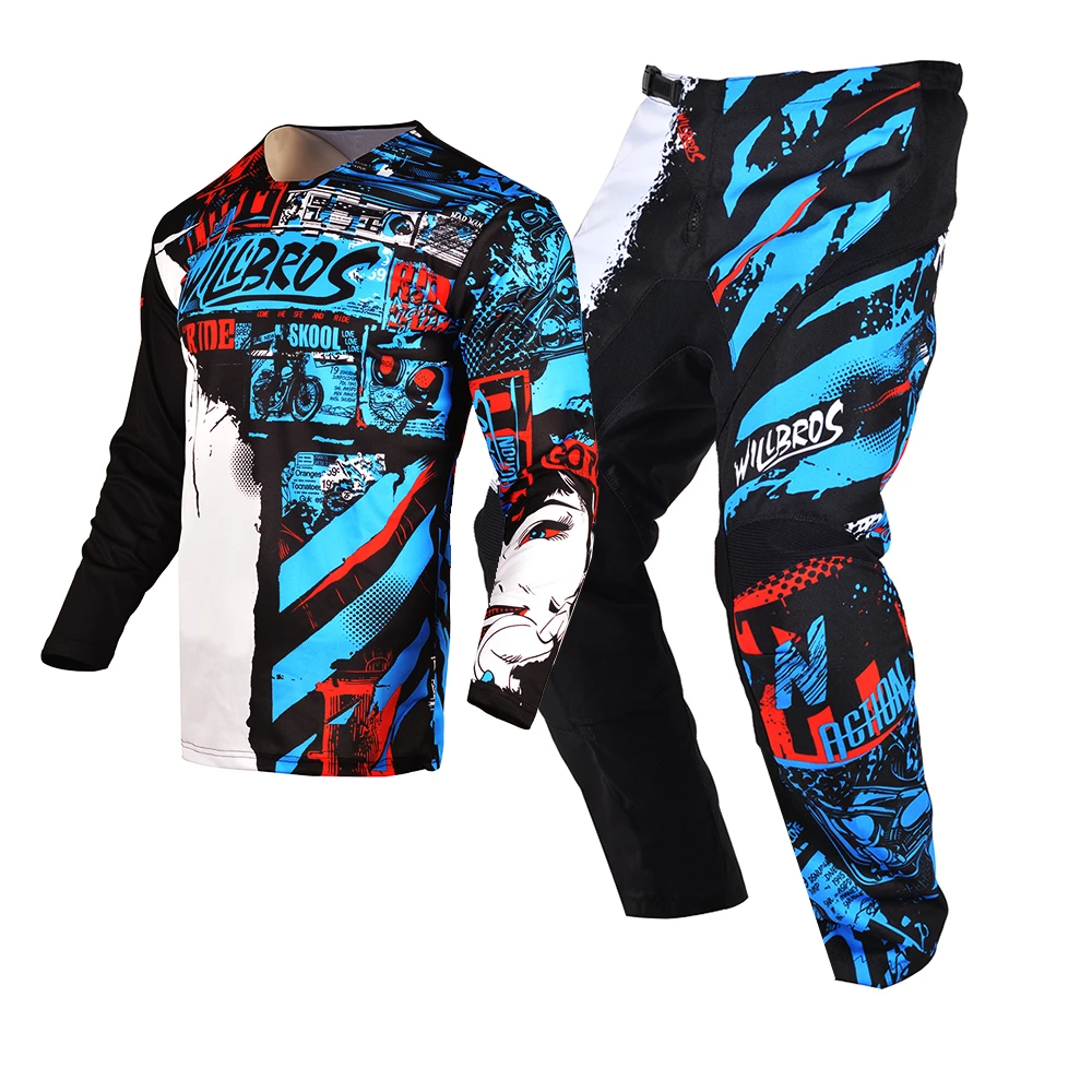 de ropa juvenil para niños y niñas, Jersey de Motocross, pantalones MX Combo BMX, traje todoterreno, Enduro, ATV, UTV, Kits azules|Combinaciones| - AliExpress