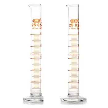 

2Pcs 25ml Glass Measuring Cylinder With Graduation Spout Mouth Chemistry Labware