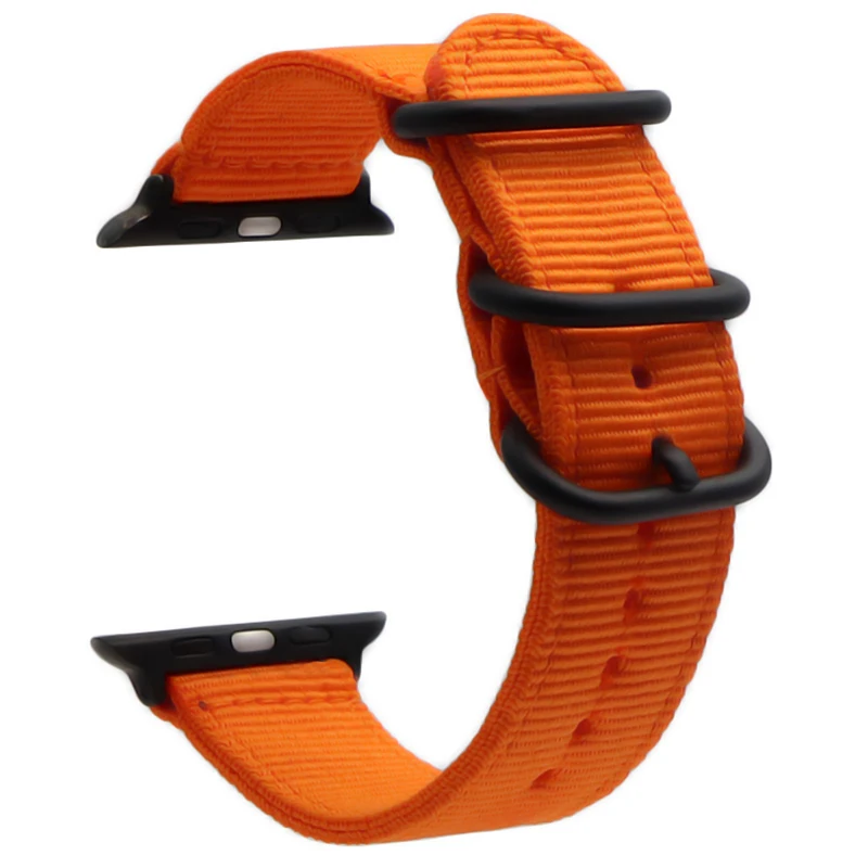 Лидер продаж нейлоновый ремешок для часов для Apple Watch 3/2/1 серии спортивный кожаный браслет, 42 мм, 38 мм, ремешок для наручных часов iwatch - Цвет ремешка: Orange BK