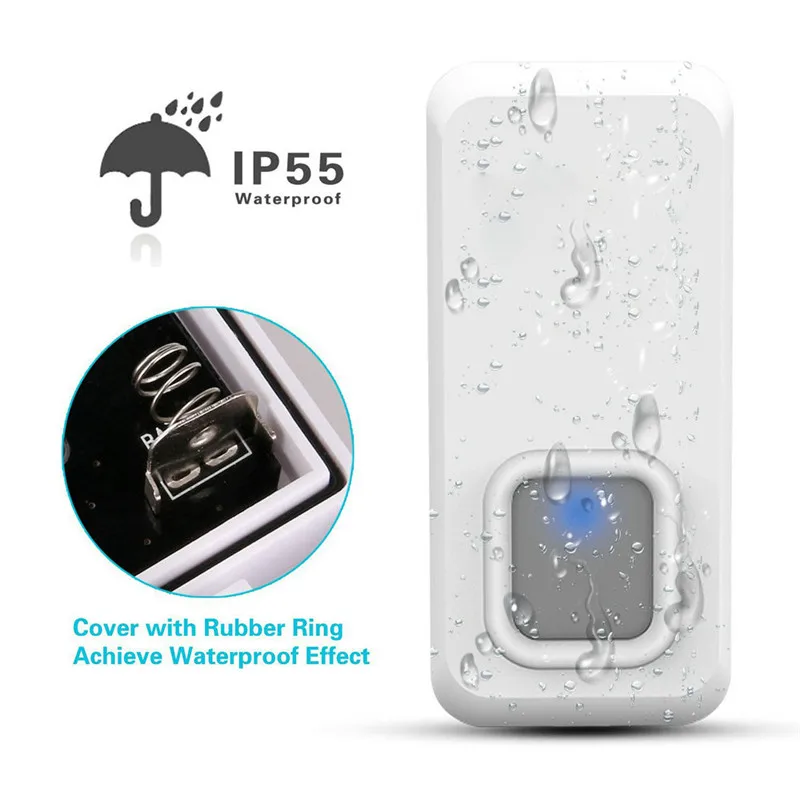 IP55 комплект беспроводного дверного звонка водонепроницаемый DIY дверной звонок колокольчик приемники 55 мелодий US Plug