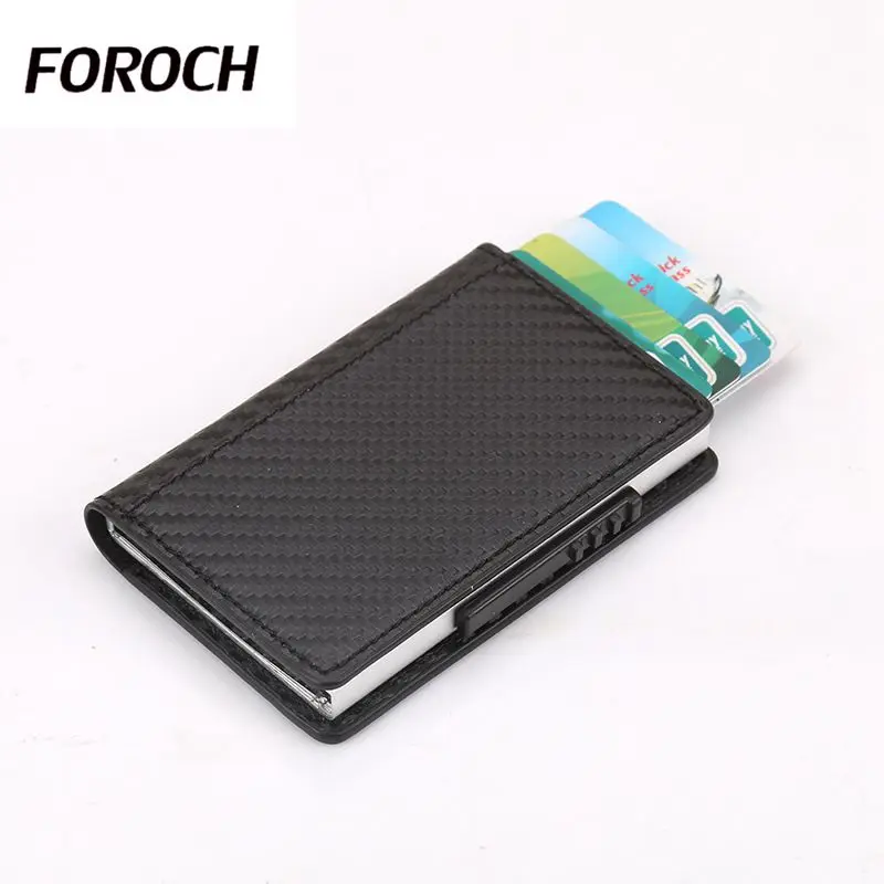 

Fashion Men Women Credit Card Holder 681 Metal RFID Wallet Carbon Fiber ID Card Holder Bank Card Wallet porte carte tarjetero