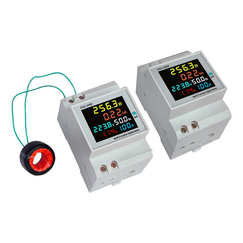 컬러 LCD 화면 단상 가정용 스마트 전력량계 가이드 레일 유형 220V 전압 전류 전력 주파수 계수 측정기