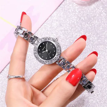 

Elegant Wrist Watches Women Bracelet Fashion Simple Inlaid Alloy Strap Analog Quartz Watch Women's Small Dial Watch Reloj#1016