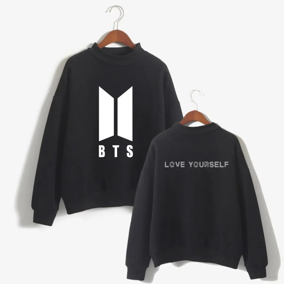 BTS пуленепробиваемые мальчики должны помочь одежде Стиль Знаменитостей альбом LOVE Yourself вырез лодочкой с высоким воротником Толстовка для мужчин и женщин